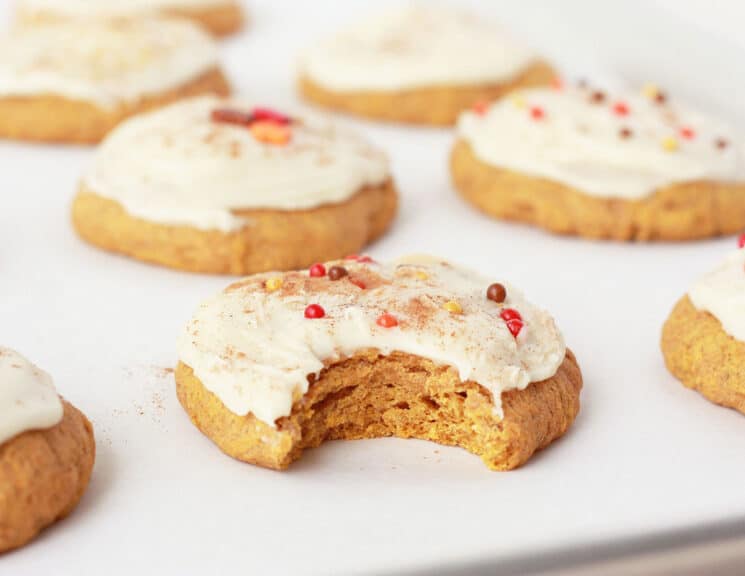 soft pumpkin cookies with maple frosting